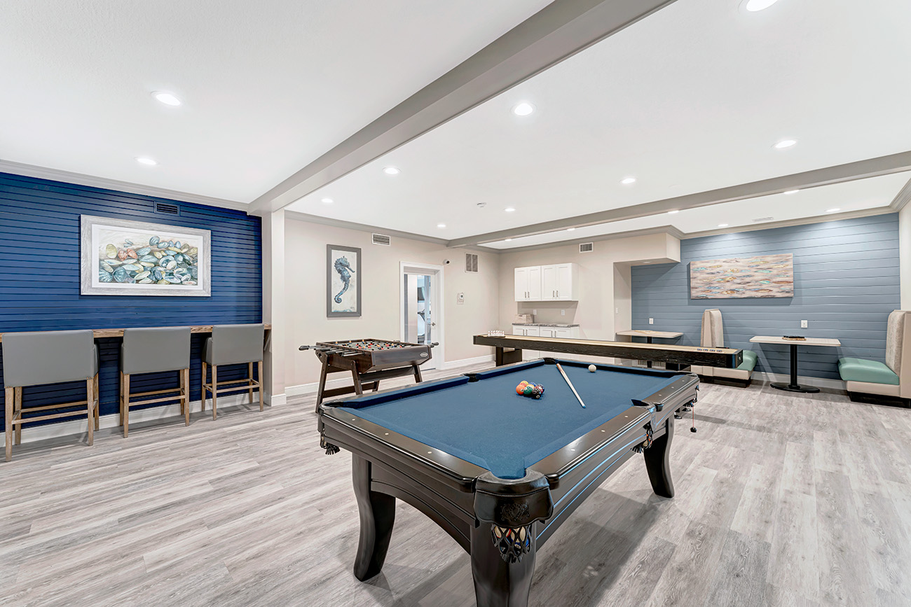 Play billiards, foosball, and shuffleboard in our spacious game room